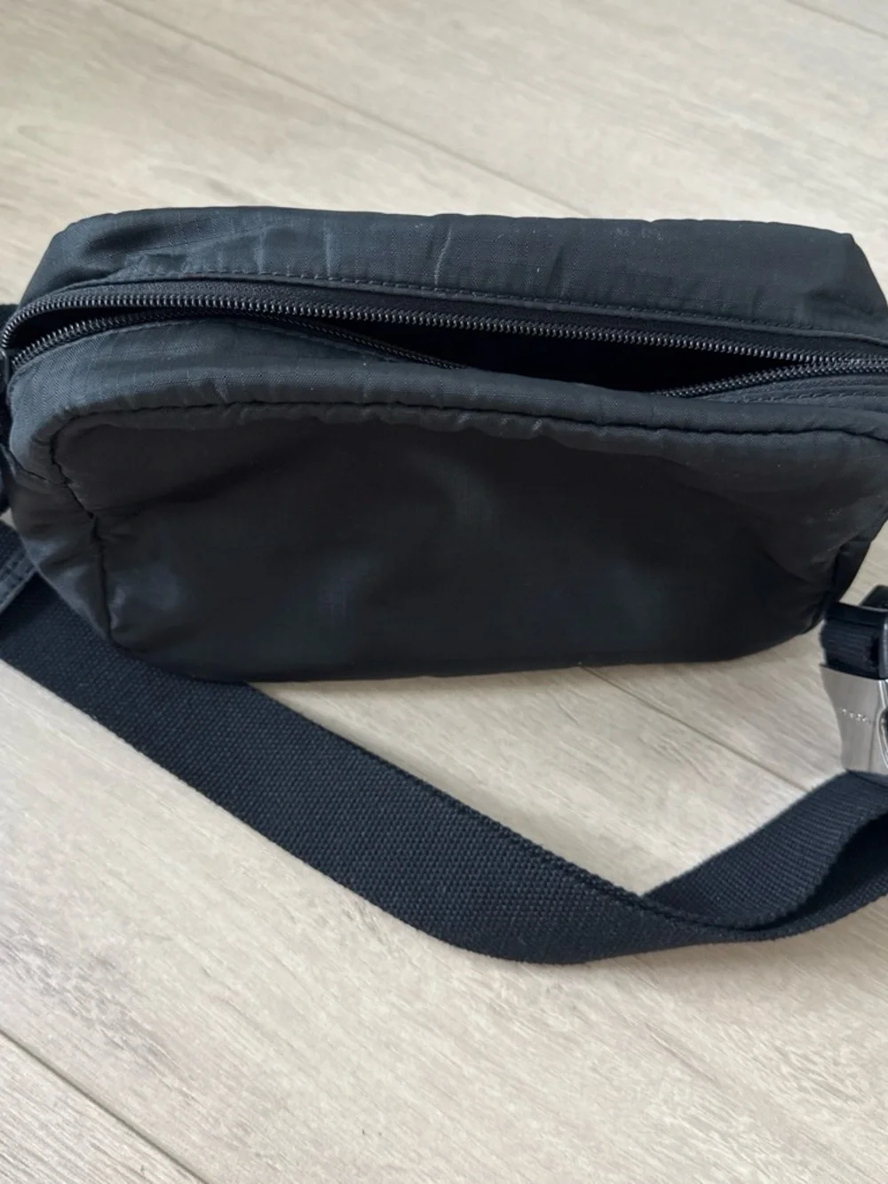 Tory Burch Black Nylon Belt Bag with Logo Patch
